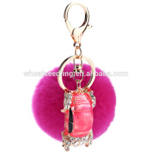 2016 Nouveau style Fur Ball Keychains fourrure de lapin pom poms pour la décoration de voiture